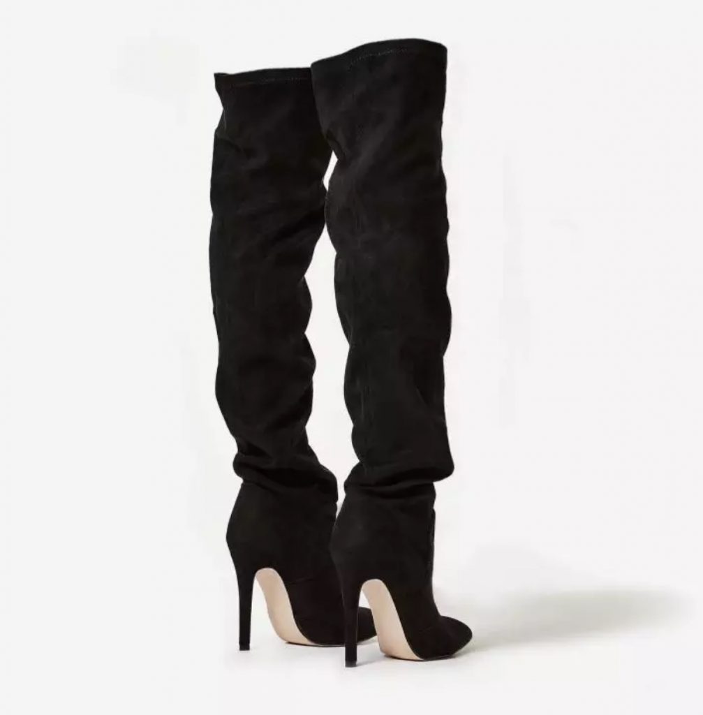 Black Satin thigh high stiletto boots