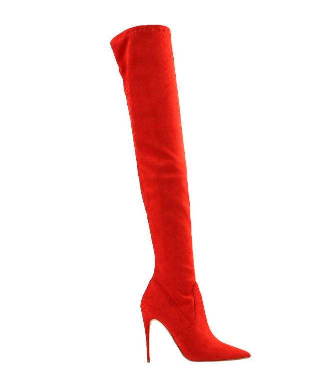 red thigh boots