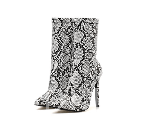 chunky snake print boots