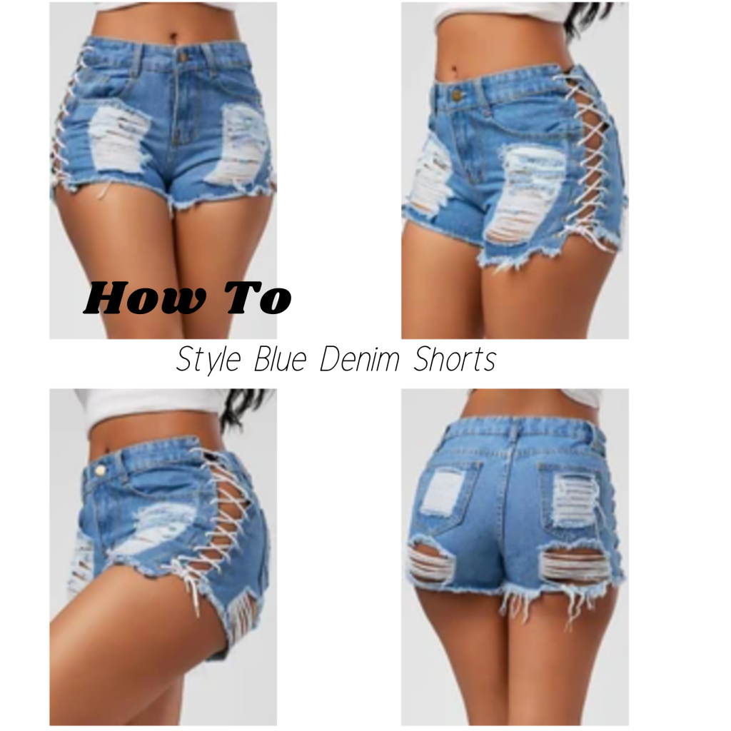 How to style blue denim sorts